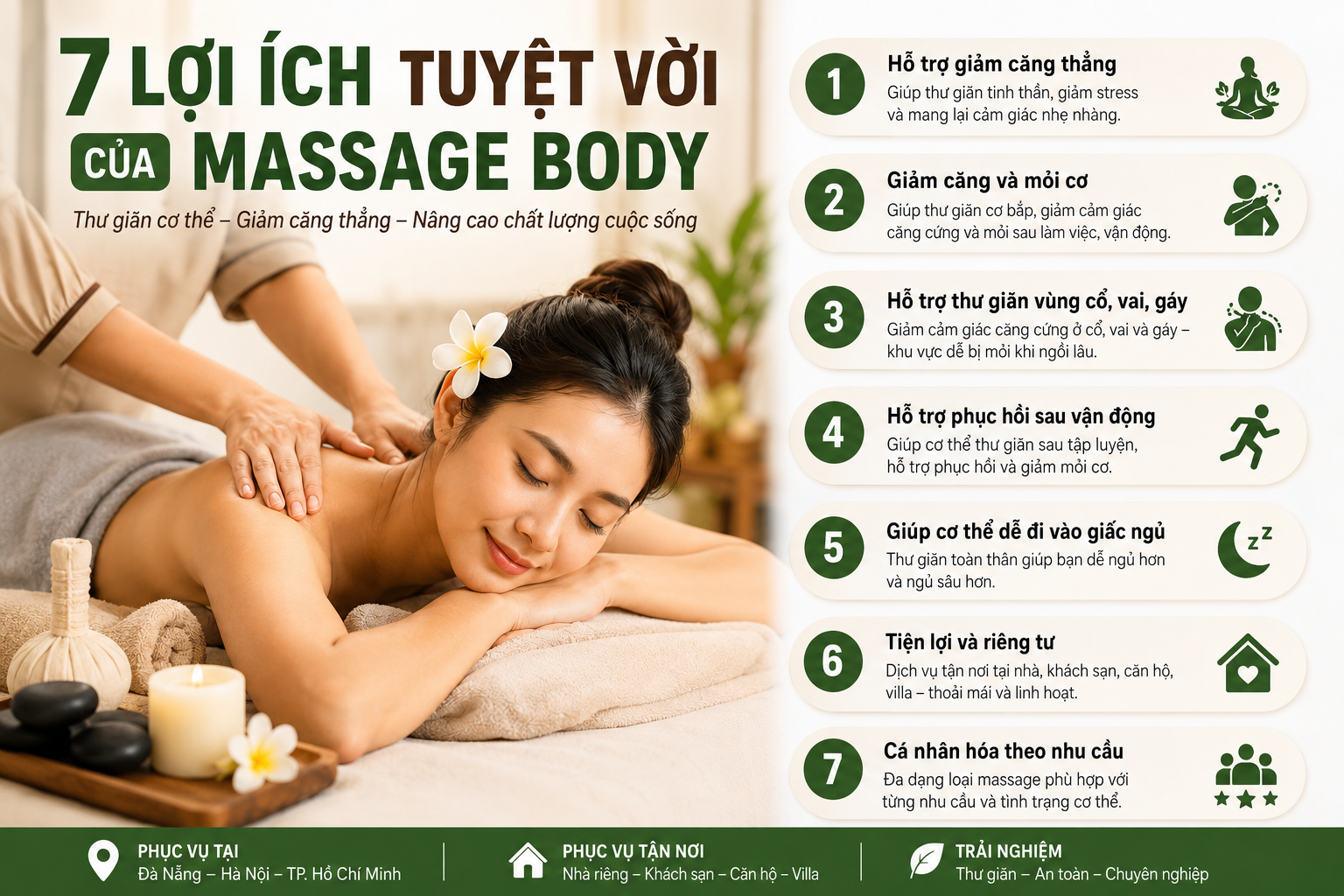 7 lợi ích tuyệt vời của massage body