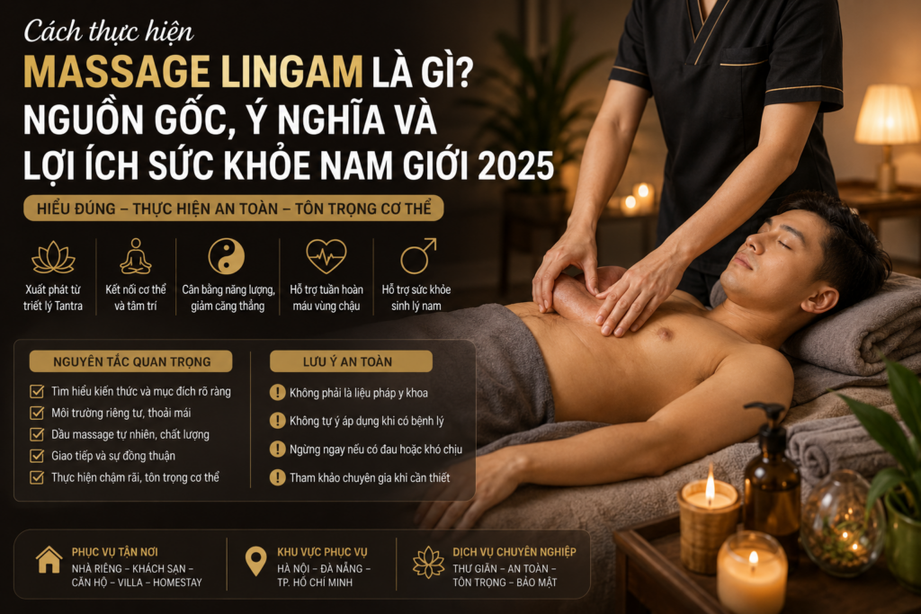 Cách thực hiện MASSAGE LINGAM LÀ GÌ? NGUỒN GỐC, Ý NGHĨA VÀ LỢI ÍCH SỨC KHỎE NAM GIỚI 2025 đúng cách - MASSAGE LINGAM LÀ GÌ NGUỒN GỐC, Ý NGHĨA VÀ LỢI ÍCH SỨC KHỎ