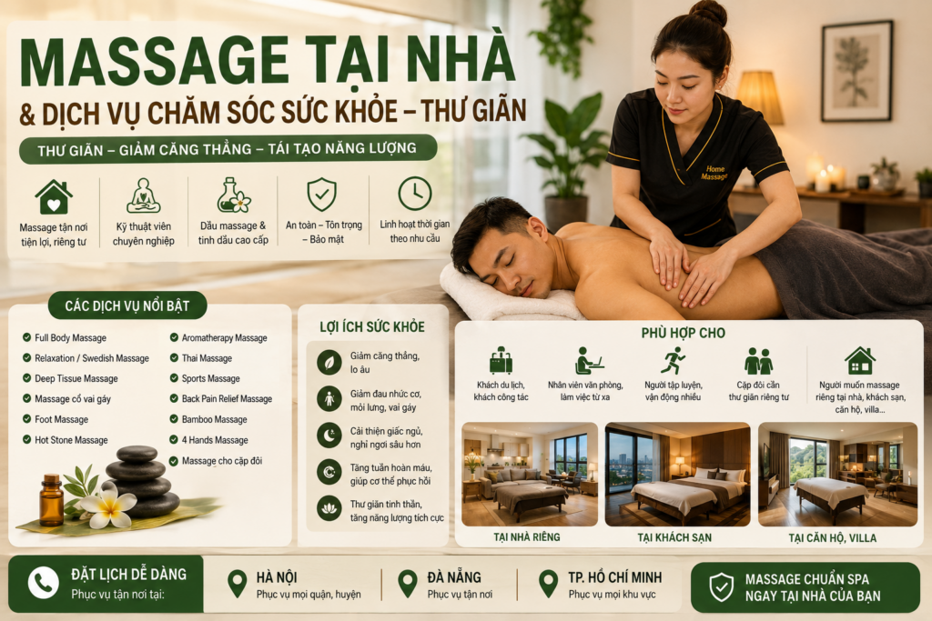 Massage tại nhà & Dịch vụ chăm sóc sức khỏe – thư giãn